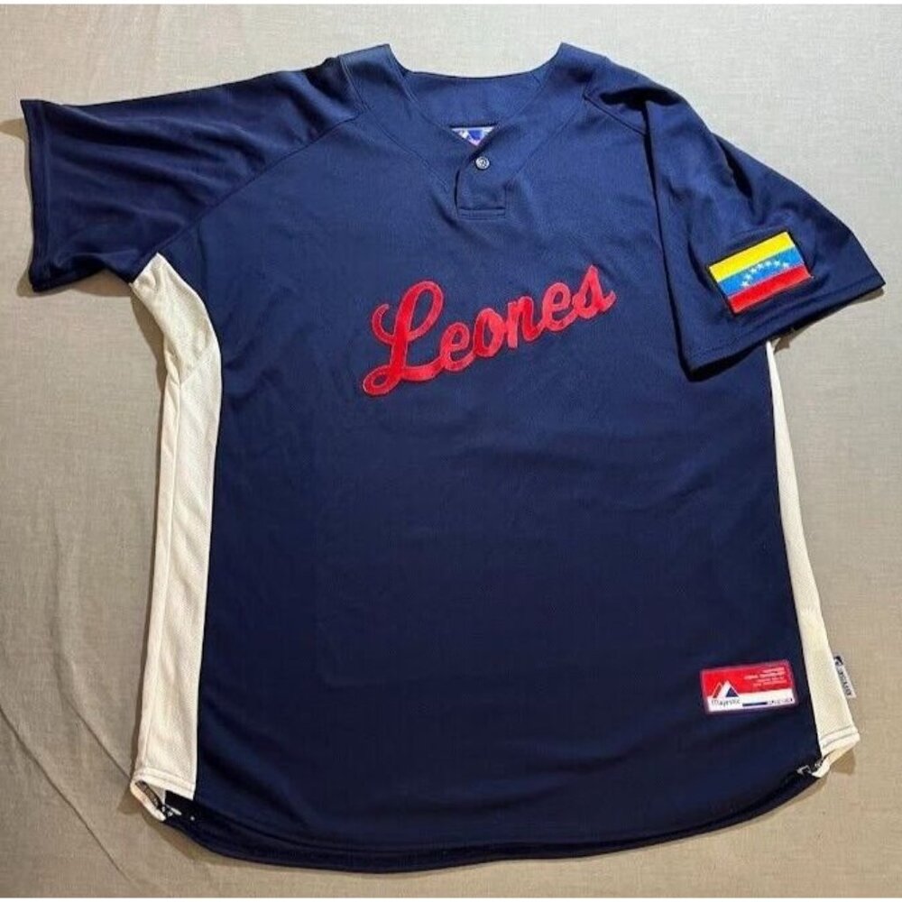 FC Leones‎ García #16 Majestic Cool Base Jersey Mens 2XL Blue Short Sleeve
